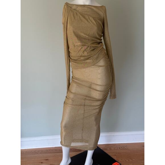 DOLCE&GABBANA Lurex mesh calf-length dress. Size 38 - Picture 3 of 11